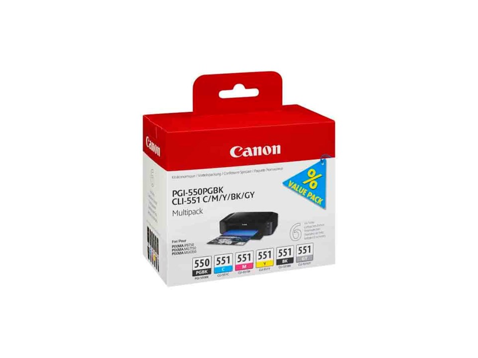 Canon Blackpatron Pgi 550 Pgbk Cli 551 C M Y Bk Gy Scandinavianphoto Se