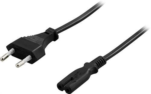 Deltaco Ojordad apparatkabel rak CEE 7/16 -rak IEC 60320 C7, svart
