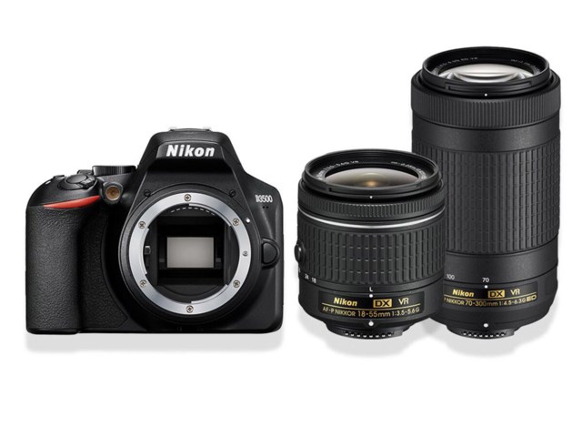 Nikon D3500 svart + AF-P 18-55/3,5-5,6G VR DX + AF-P DX Nikkor 70-300mm f/4,5-6,3G ED VR