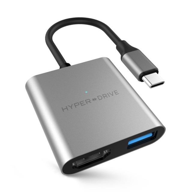 Hyper Hyperdrive Hub, USB-C 3 i 1, rymdgrå