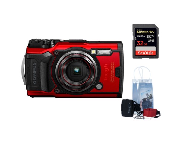 Olympus Tough TG-6 Röd +Adventure kit + 32GB minneskort