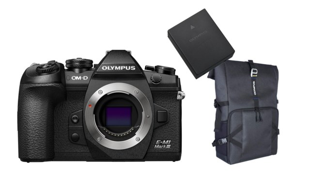 Olympus OM-D E-M1 Mark III kamerahus +kameraryggsäck + Batteri BLH-1