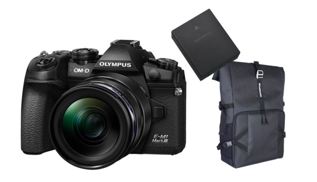 Olympus OM-D E-M1 Mark III + M.ZUIKO DIGITAL ED 12-40mm + kameraryggsäck +Batteri BLH-1