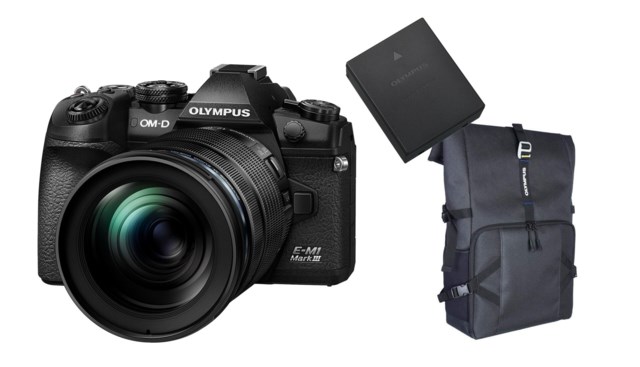 Olympus OM-D E-M1 Mark III + ED 12-100mm f/4,0 IS PRO + kameraryggsäck +Batteri BLH-1