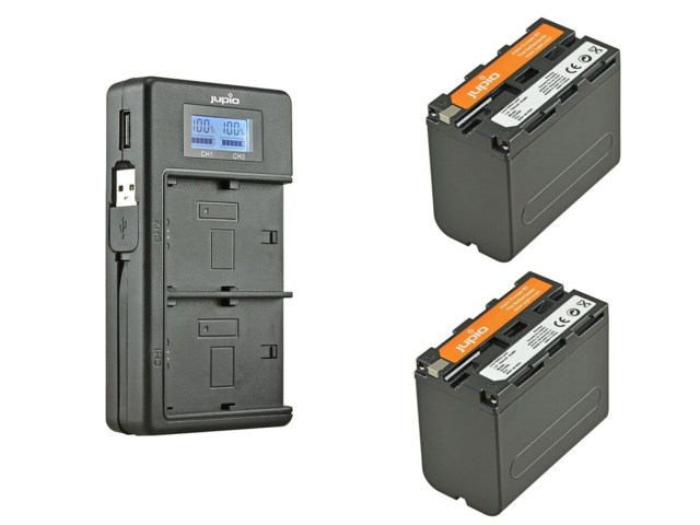 Jupio NP-F970 2-pack med dubbelladdare