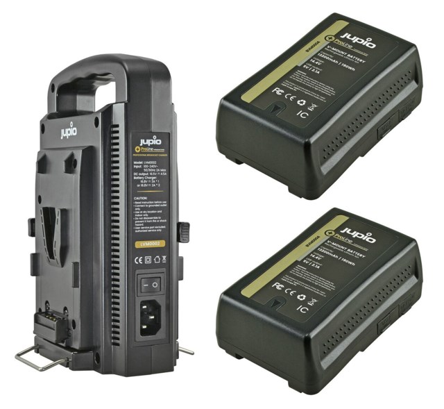 Jupio V-Mount Batterikit 2 x 190Wh & Dubbelladdare