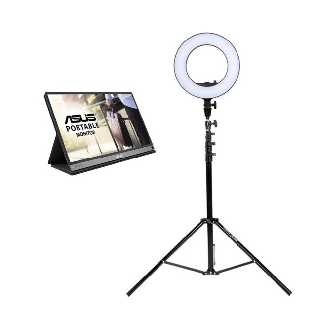 Asus ZenScreen MB16ACM 15,6" portabel skärm inkl. Ring light + belysningsstativ