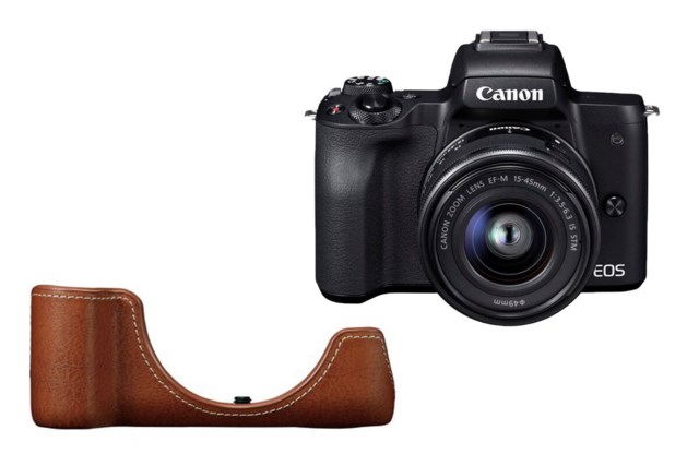 Canon EOS M50 svart + EF-M 15-45mm f/3,5-6,3 IS STM + Kameraväska EH32-CJ Body Jacket brun