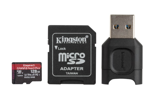 Kingston MicroSDXC Canvas React Plus 128GB V90 285/165MB/s SD-Adapter