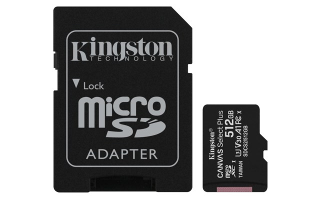 Kingston MicroSDXC Canvas Select Plus 512GB V30 100/85MB/s SD-Adapter