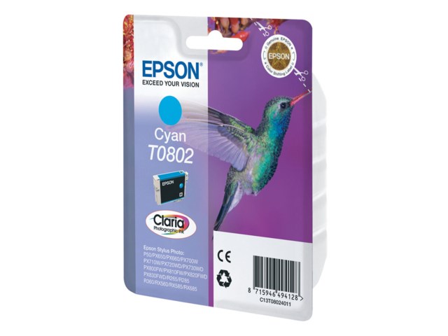 Epson Bläckpatron Claria cyan 7,4 ml T0802